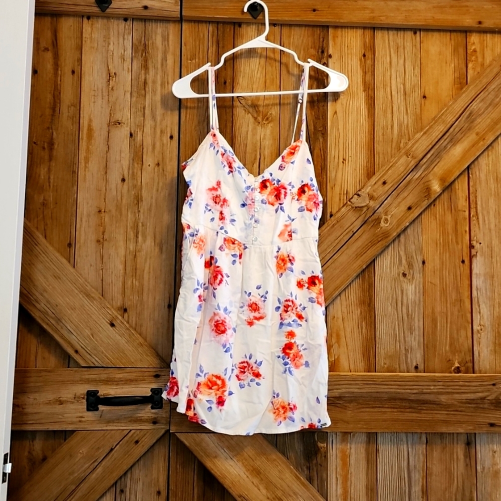 Juniors White Foral Dress Size L